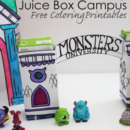 Monsters University Juice Box Campus - Free Coloring Printables