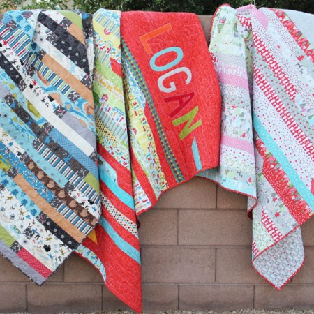 three jelly roll race quilts