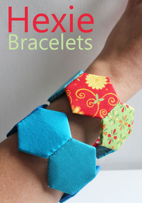 Fabric bracelet stitched out of hexagons