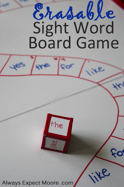 Erasable Sight Word Board Game