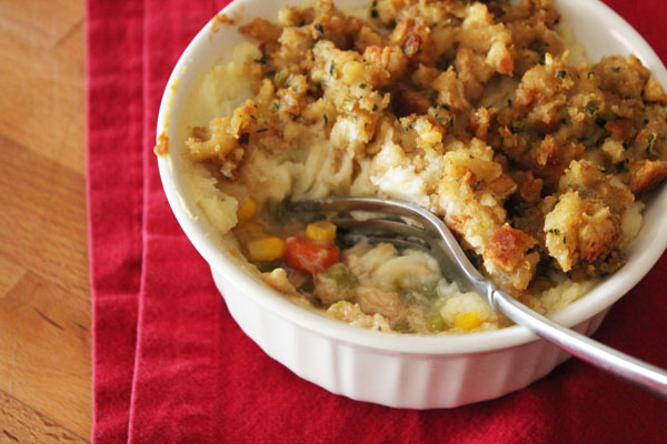 Easy to make pot pie from Thanksgiving Leftovers