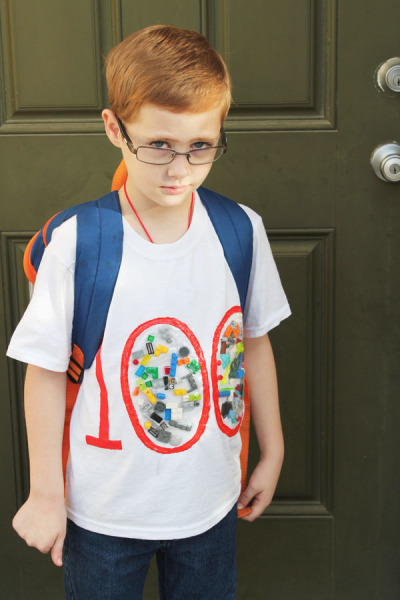 100th day of school shirt with legos