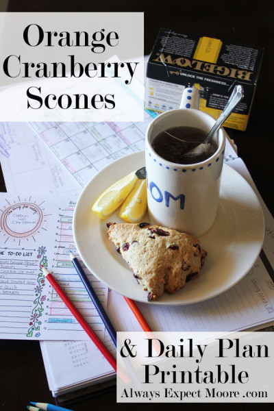 Orange Cranberry Scones - and Printable Daily Schedule at Always Expect Moore