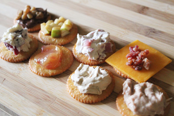Ritz cracker toppings - four sweet and four savory go head-to-head to achieve snacktime victory