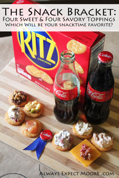 The Snack Bracket - Eight delicious recipes all perfect for topping Ritz crackers. Try to choose your favorite from these four sweet and four savory toppings. They are all easy to make, and you'll look like a snacking savant when you serve them for the big game.