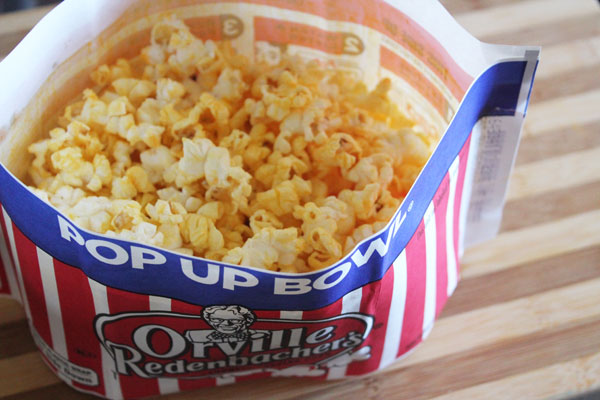 popcorn in the easy pop-up bowl