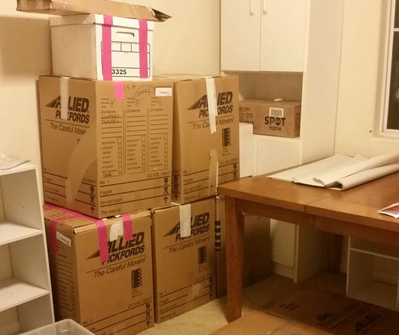 house packed in boxes