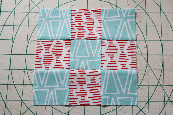 finished nine patch quilt block