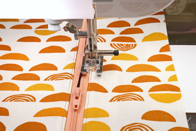 fabric on a sewing machine