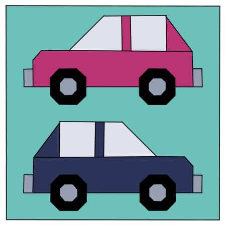 Two Cars Quilt Block design