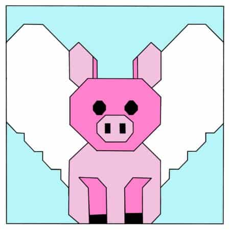 Flying Pig Quilt Block
