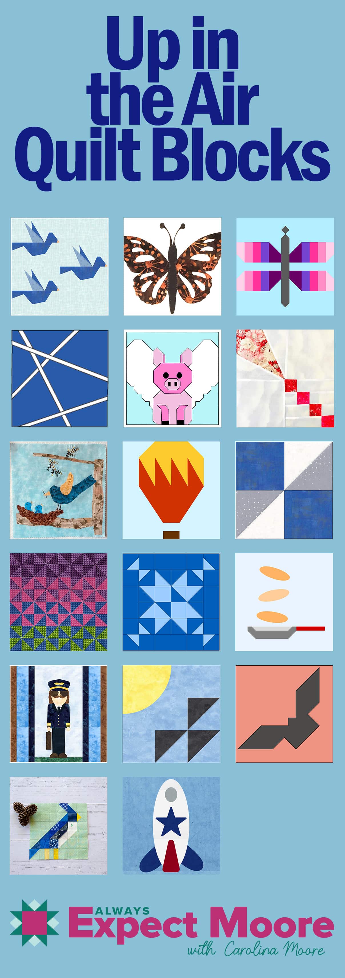 Flying Pig Quilt Block - Always Expect Moore